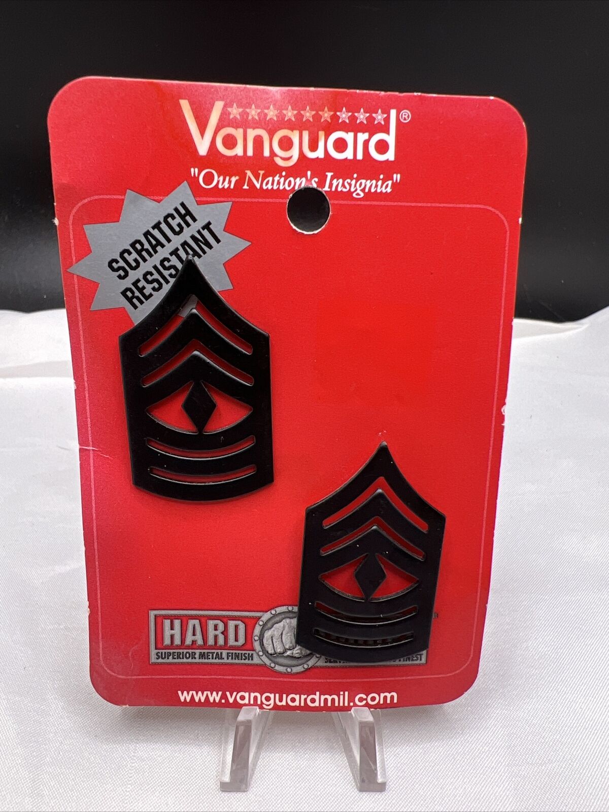 Vanguard Hard Corps Black Scratch Resistant MILITARY RANK PINS  First Sergeant