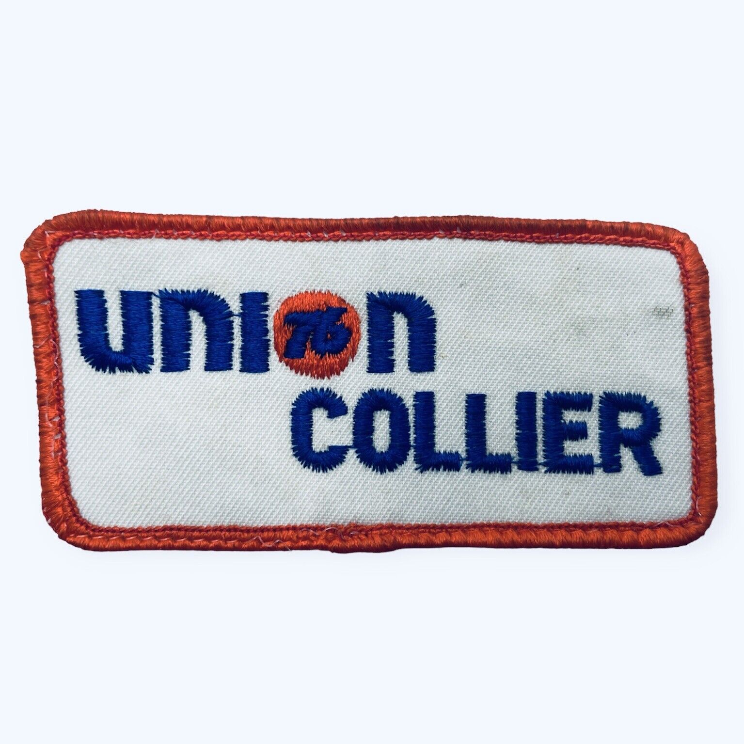 Vintage 1980’s Union Collier 76 Patch 4” X 2” White Orange Blue Embroidered