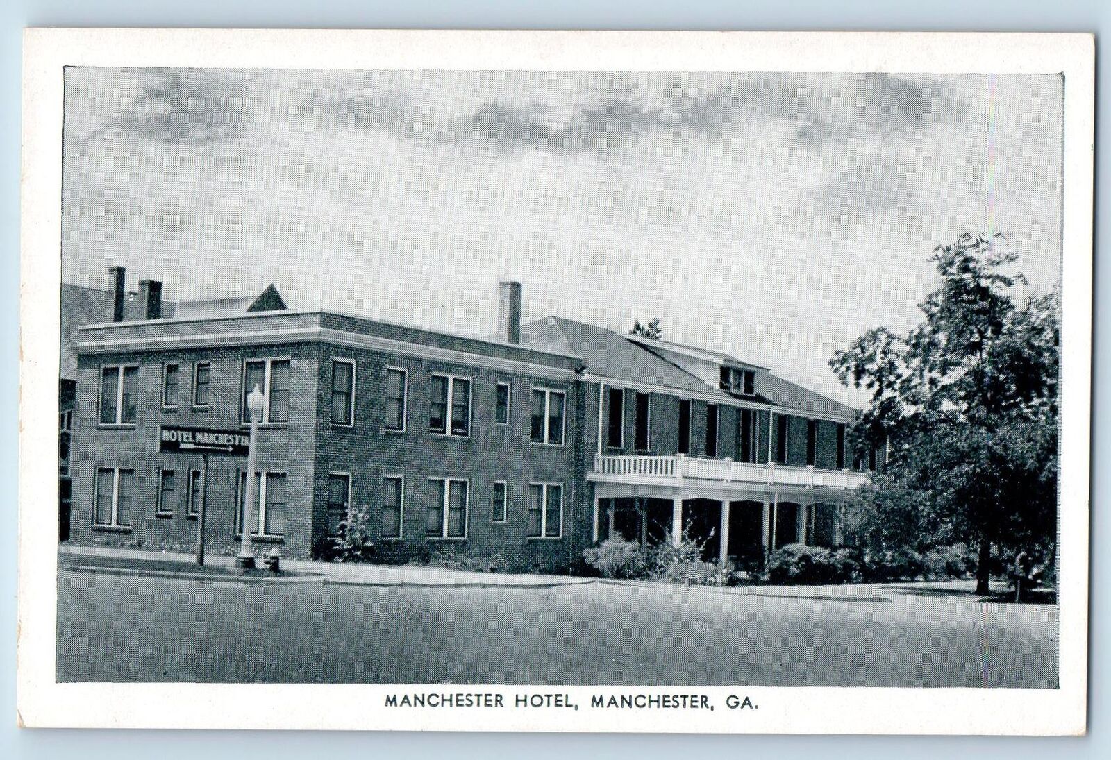 Manchester Georgia GA Postcard Manchester Hotel Building Exterior c1940s Vintage