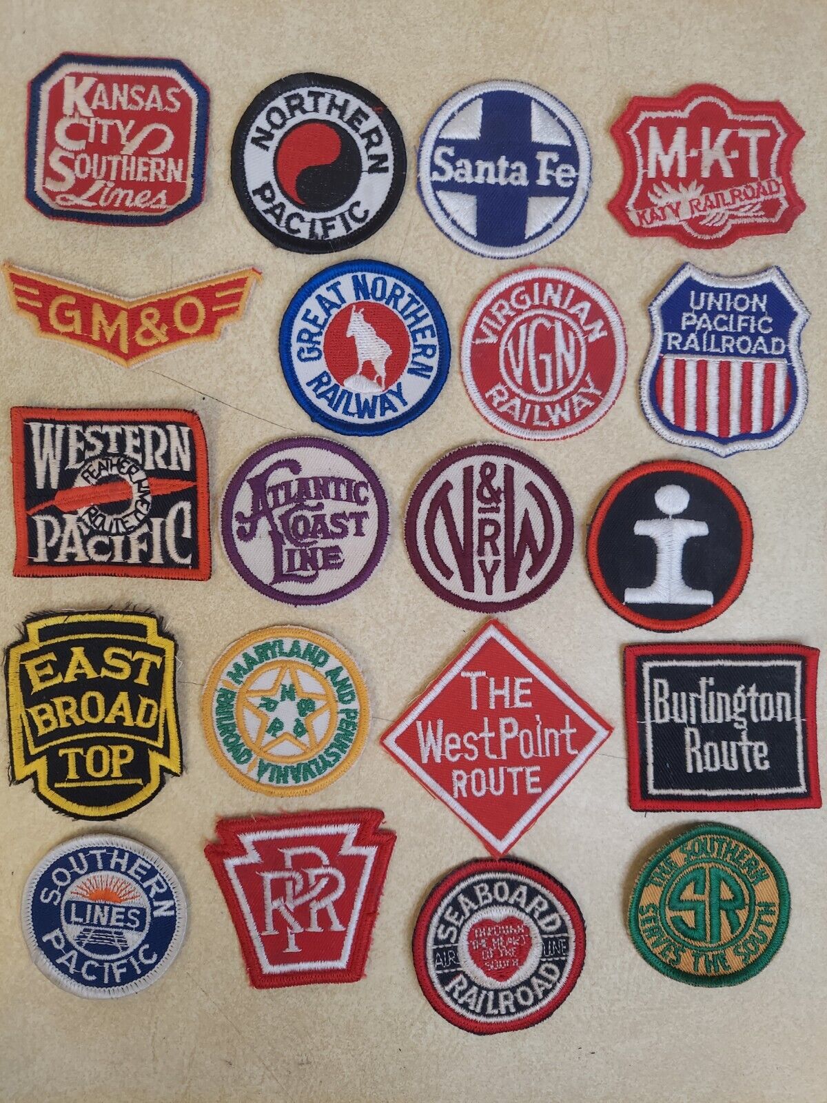 Vintage Railroad Embroidered Patch Lot of 20 Hat Uniform Railway Trains