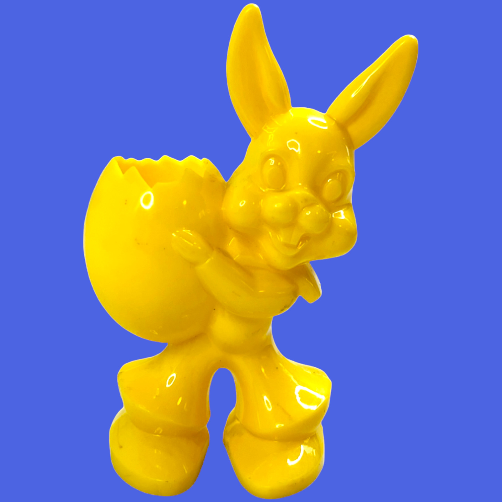 Vintage Plastic Bunny Rabbit Rosbro Hard Candy Container Easter Egg Toy Figure