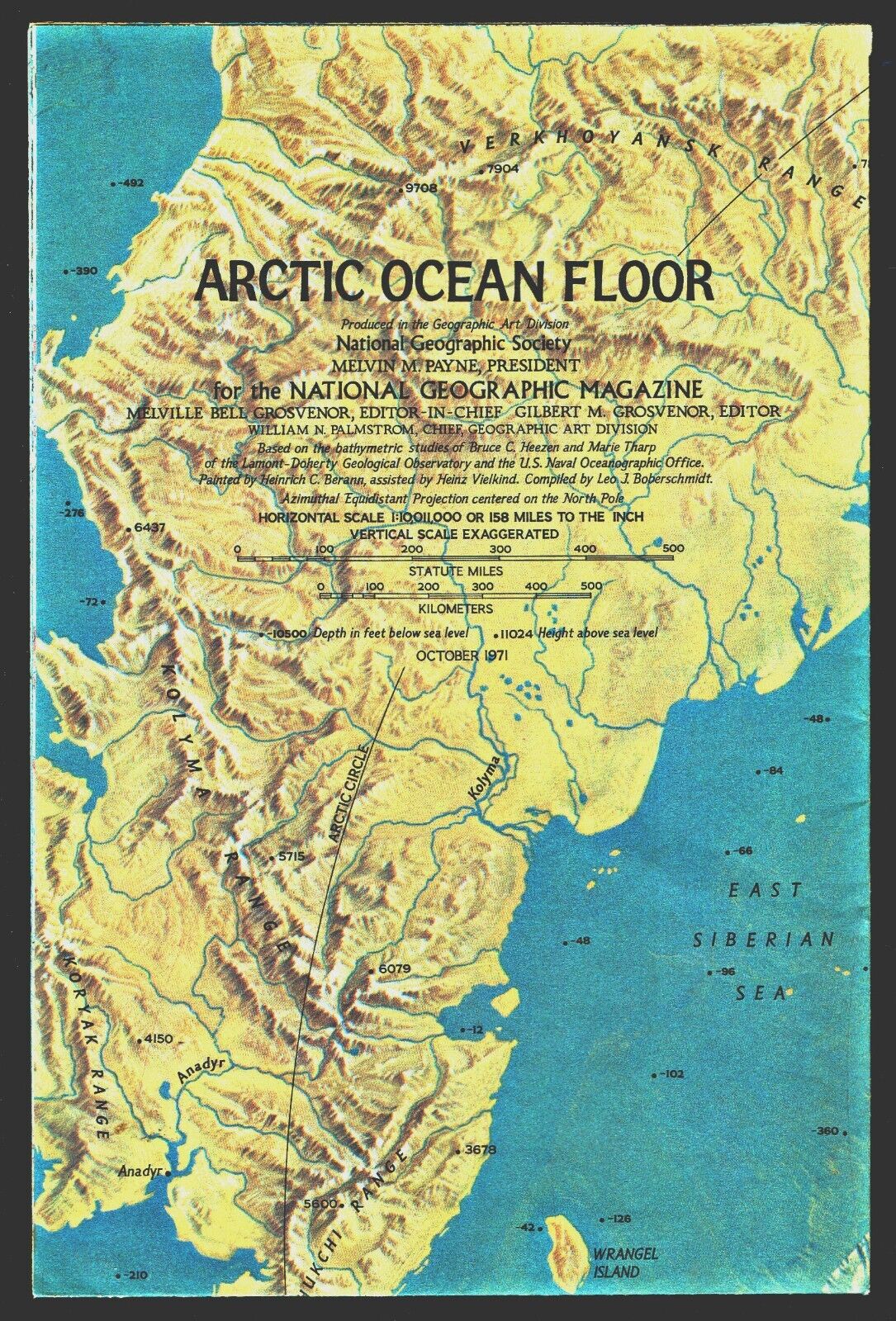 1971-10 October ARCTIC OCEAN & OCEAN FLOOR National Geographic Map  - B(A)