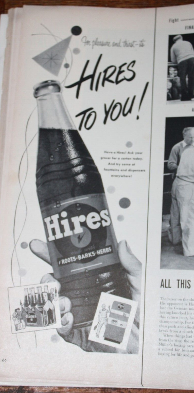 Hires to You Root Beer   1952 Vintage Ad Print Wall Kitschy fun Soda  Art