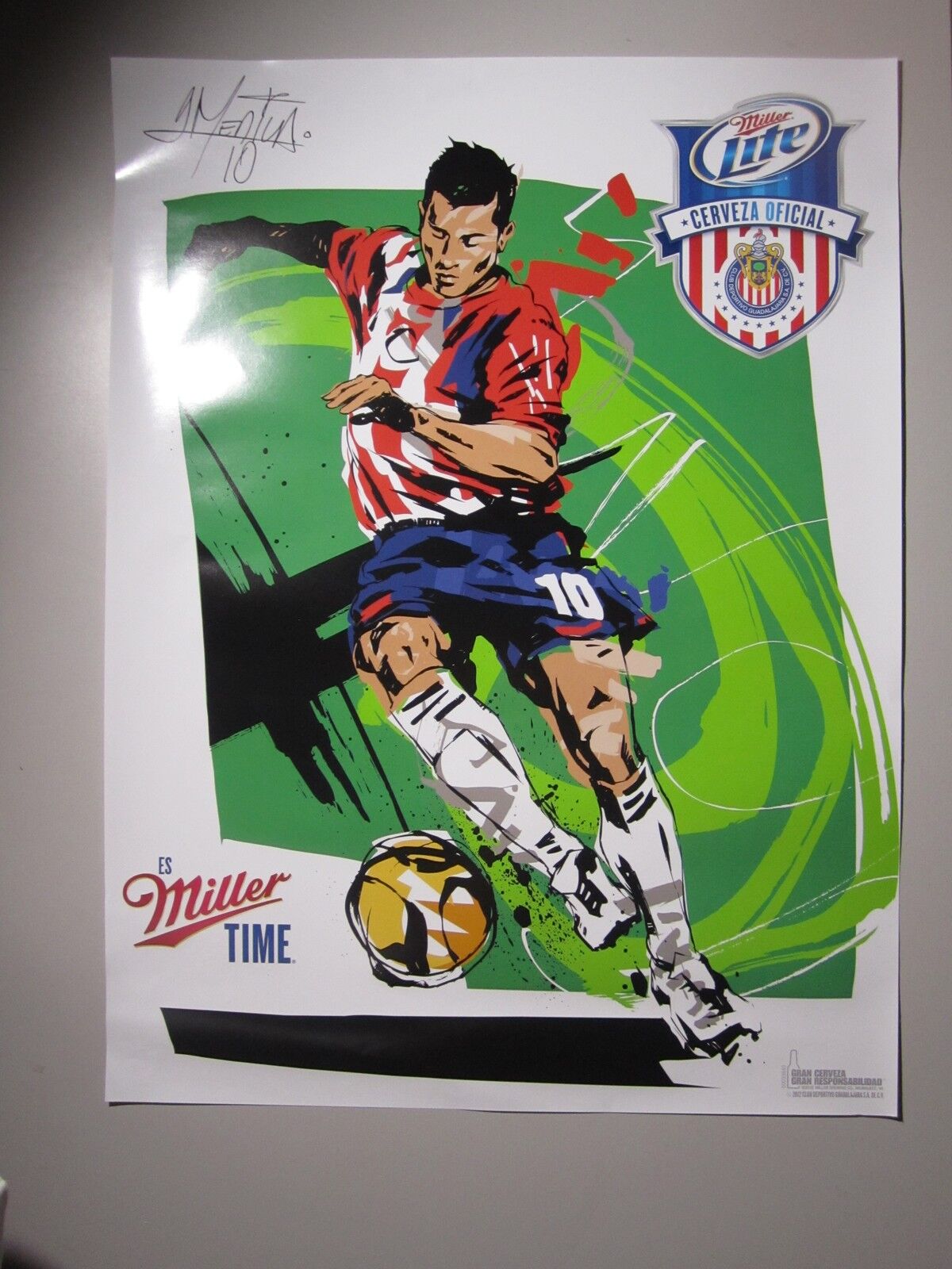 Miller Lite Chivas #10 Medina Poster Budweiser beer bar MLS Soccer Mexican MGD