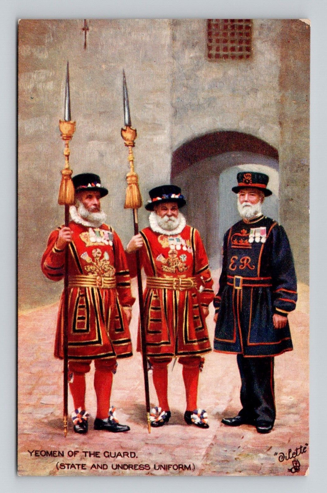 Postcard The Yoemen of the Guard State & Undress Uniform, Tuck Oilette L7