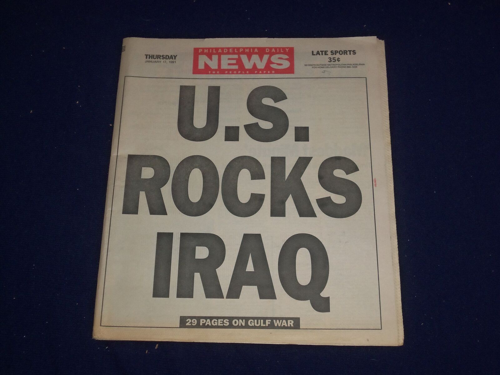 1991 JAN 17 PHILADELPHIA DAILY NEWS - U.S. ROCKS IRAQ - NP 2982