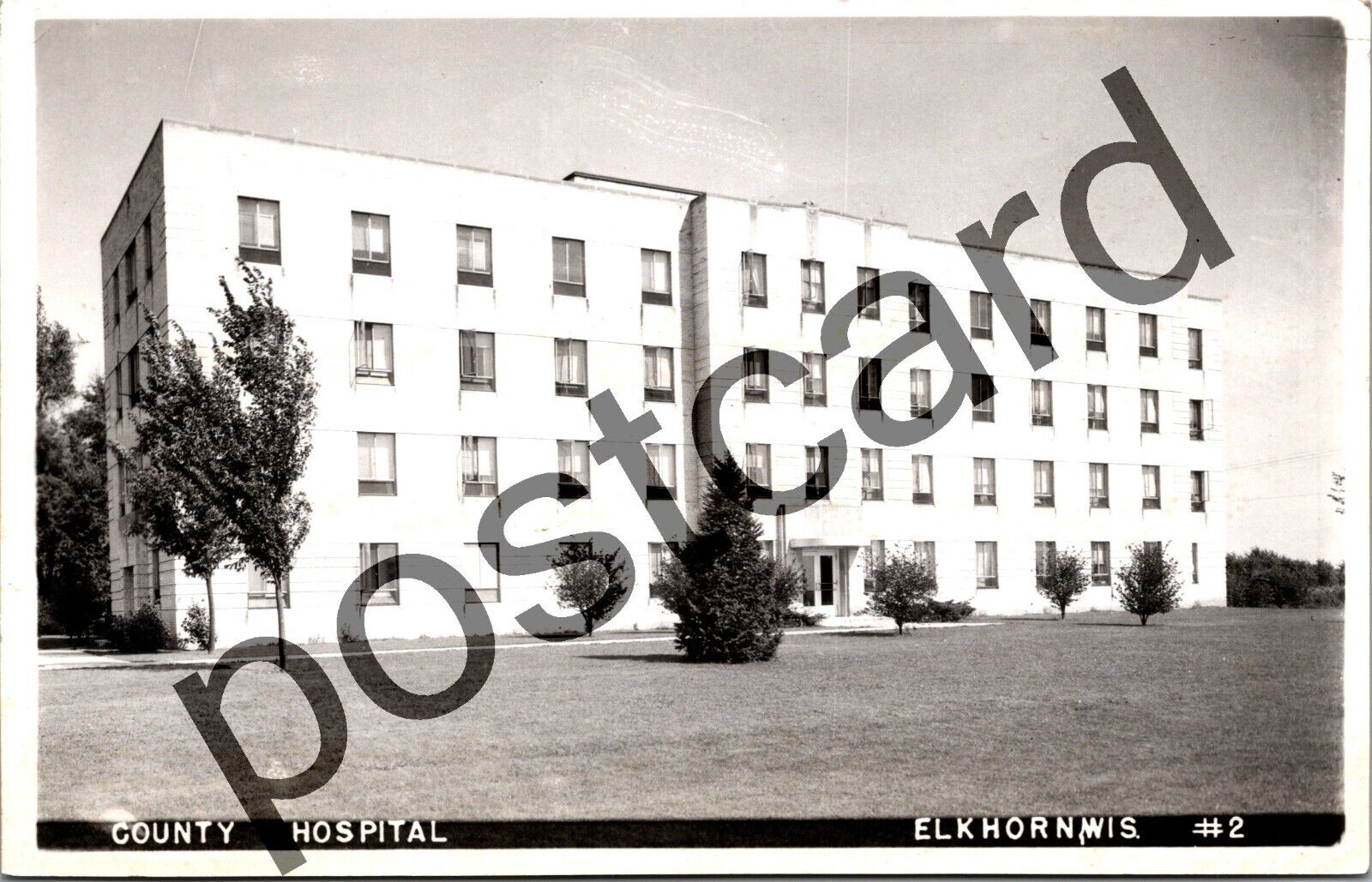 1954 ELKHORN WI, County Hospital,  RPPC postcard jj300