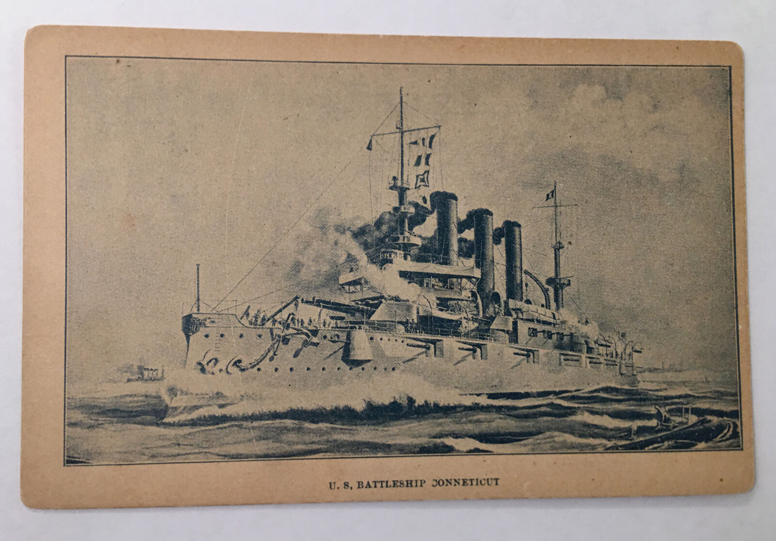 US Navy Battleship Ship Connecticut Vintage Postcard World War 1 Not Posted