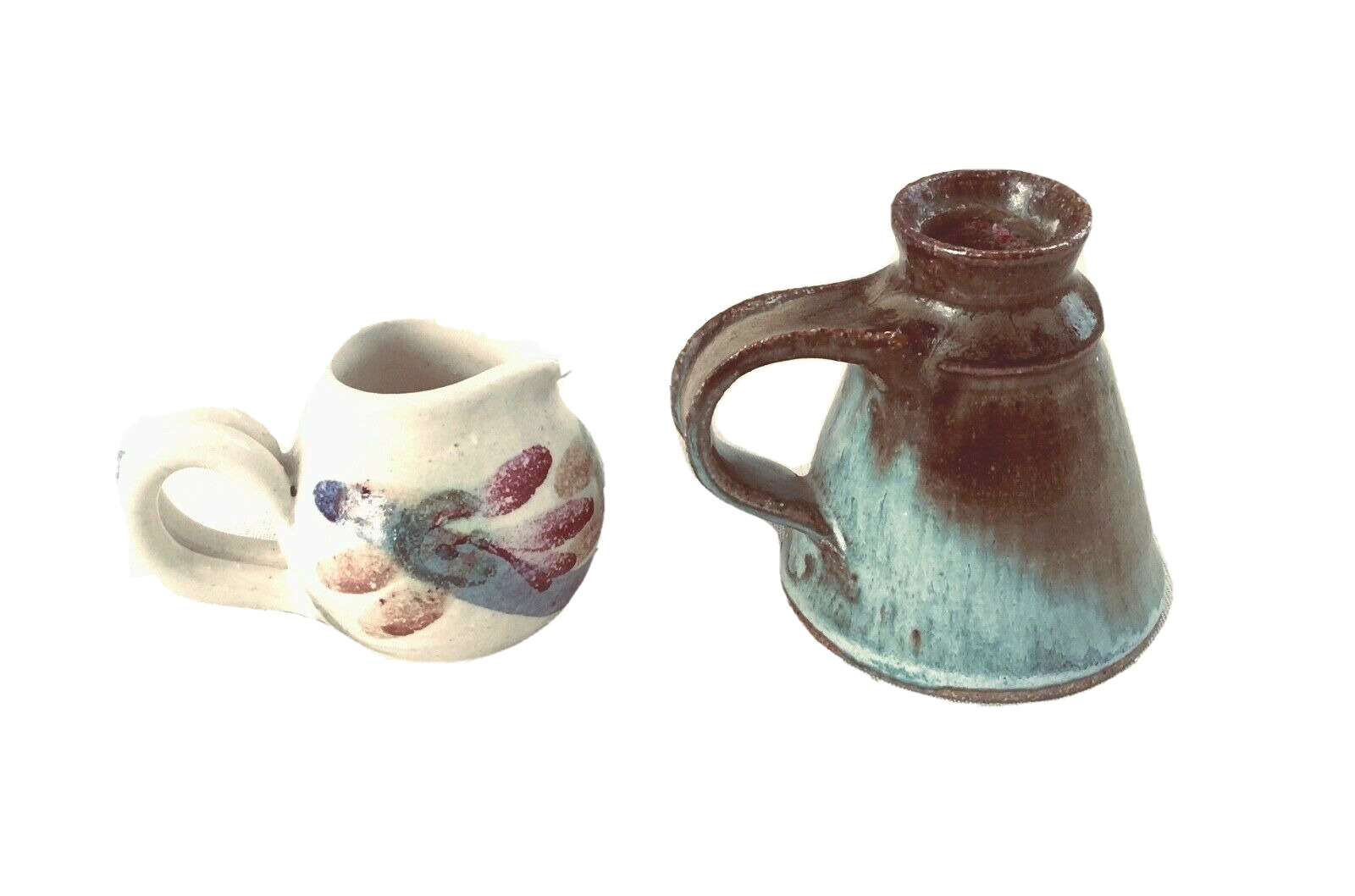Pair of Miniature Studio Art Pottery Pitchers/Vases - Signed