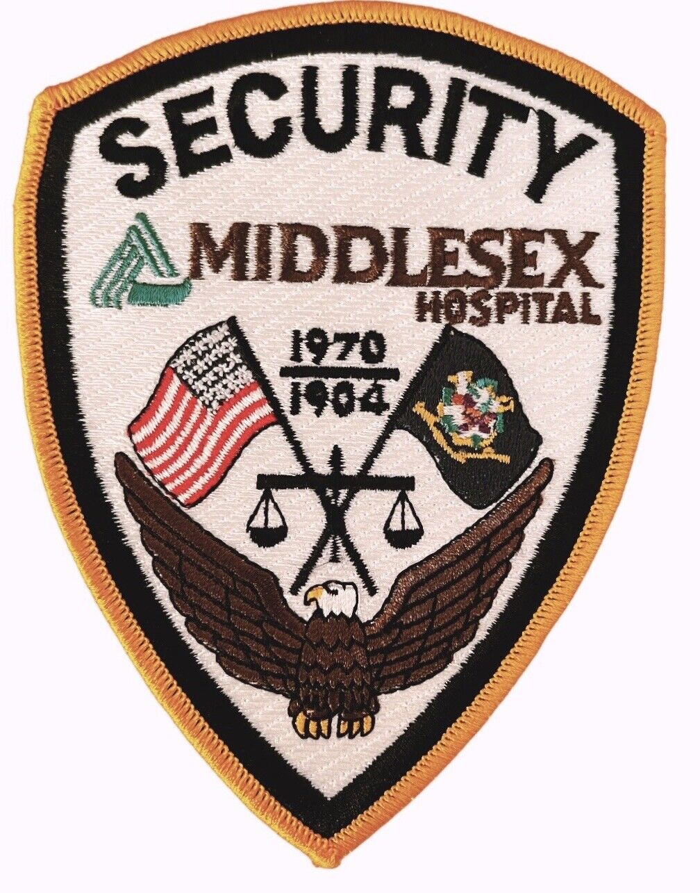 MIDDLESEX HOSPITAL SECURITY Middletown Connecticut CT Embroidered Patch FLAGS 5”