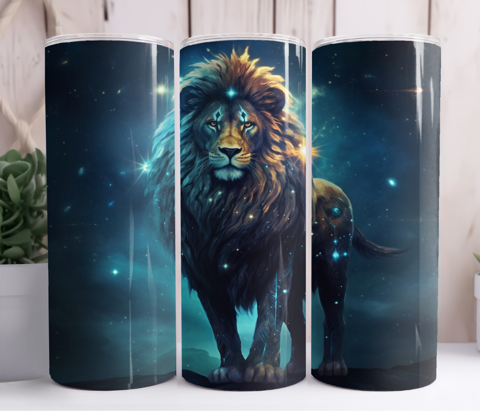 Majestic Lion Coffee Travel Tumbler Stainless Steel 20oz w/straw Gifts for Dad