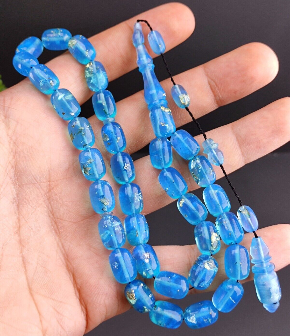 24 K gold Aircraft Glass rosary,plexiglass Rosary,tasbeeh,islamic rosary,misbaha