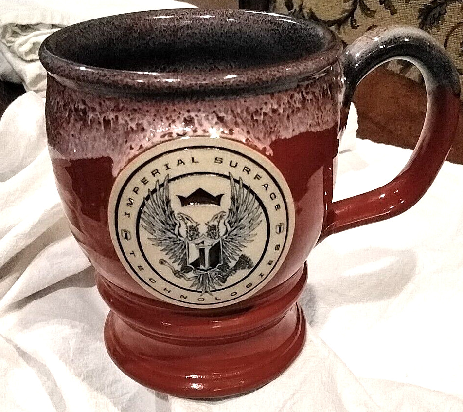 NEW 2020 Red/White Deneen Pottery Mug/ Cup-22 oz. IMPERIAL SURFACE TECH-HANDMADE