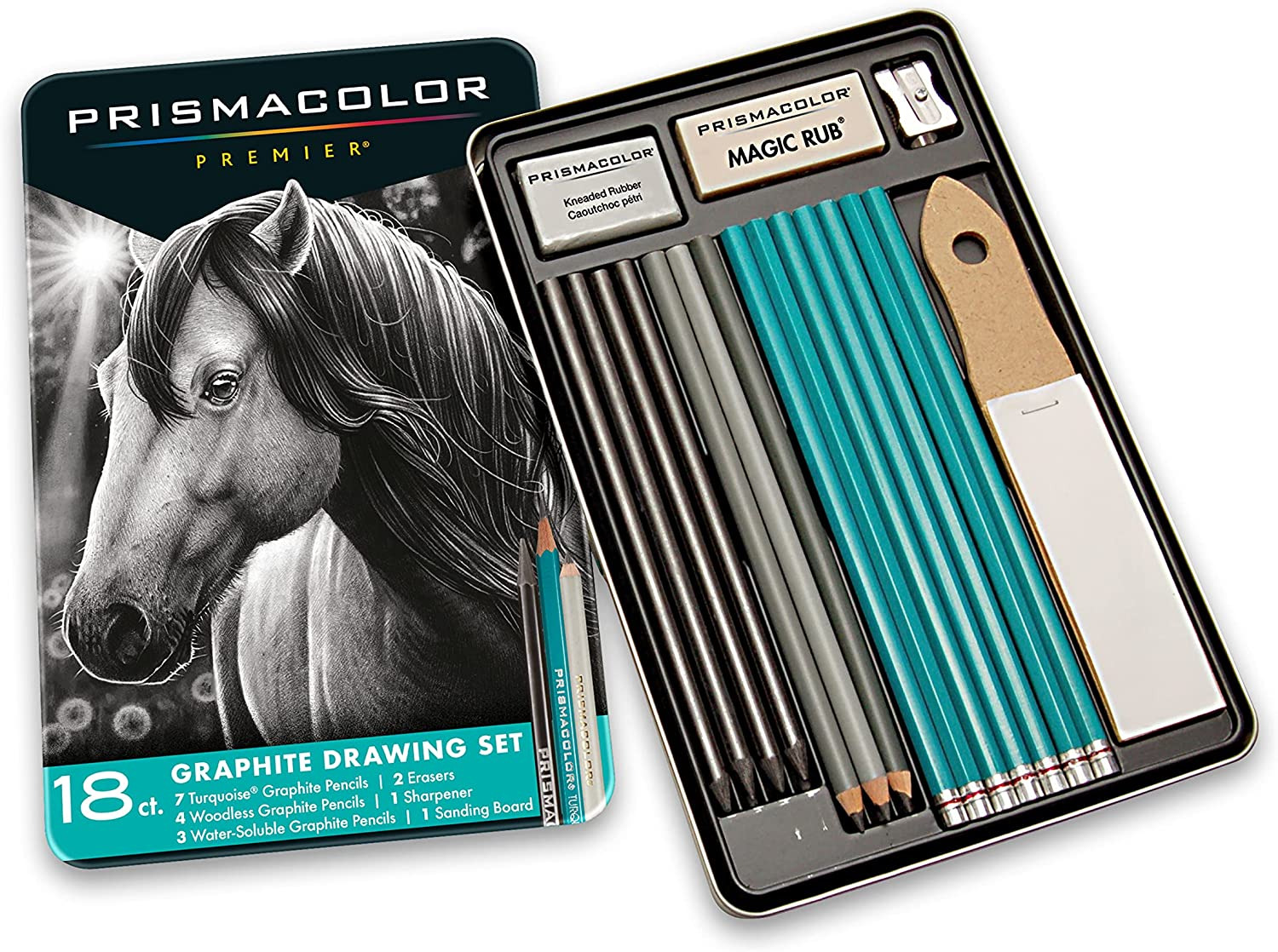 Prismacolor Premier Graphite Drawing Pencils with Erasers & Sharpeners, 18-Piece