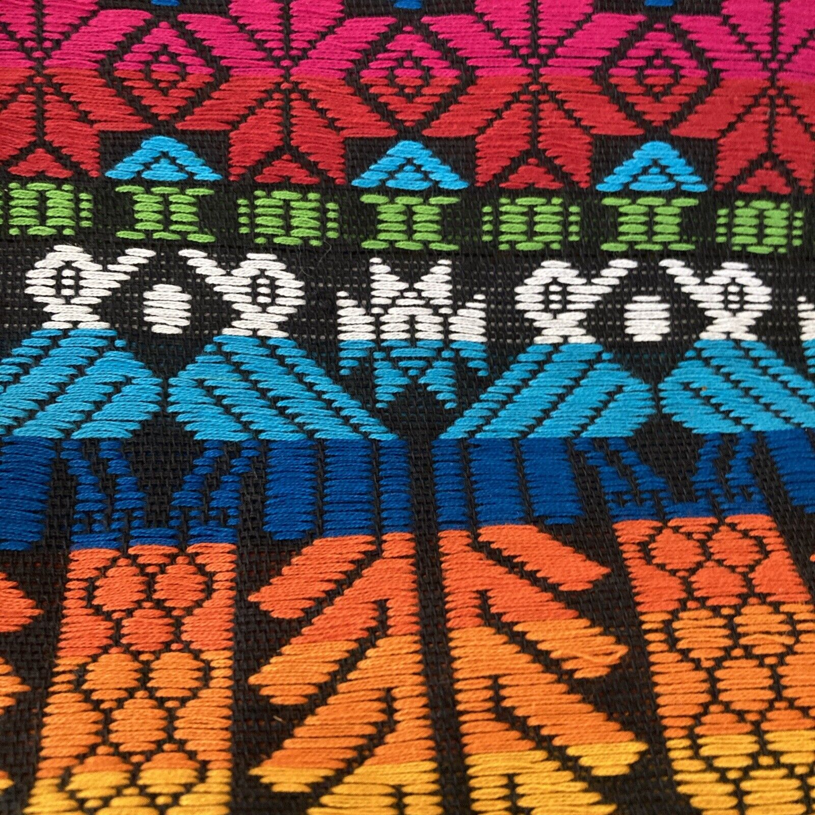 Boho Tribal Table runner or Shawl Guatemalan Textile Bold Quetzal Botanical