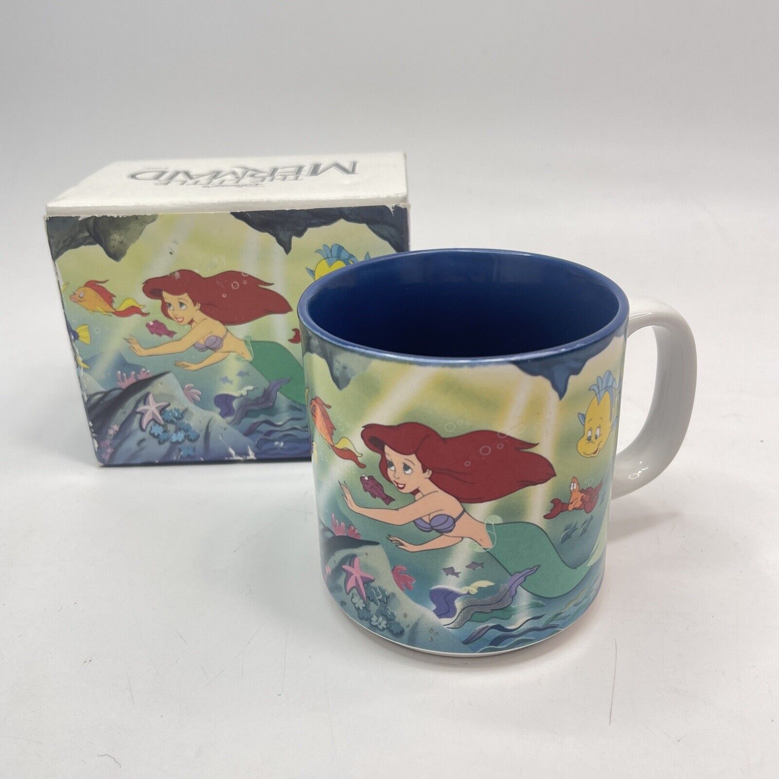 NEW vintage 1989/90 Disney The Little Mermaid Mug Tea Cup Ariel Flounder Japan