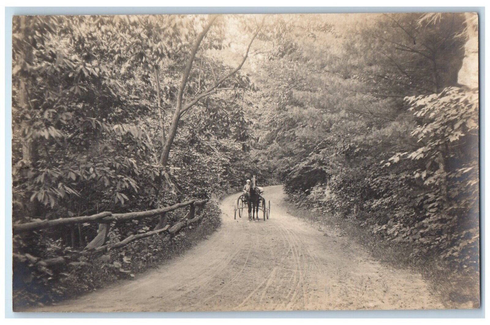 c1905 Horse Carriage Dirt Road Scenery Sheffield MA RPPC Photo Postcard