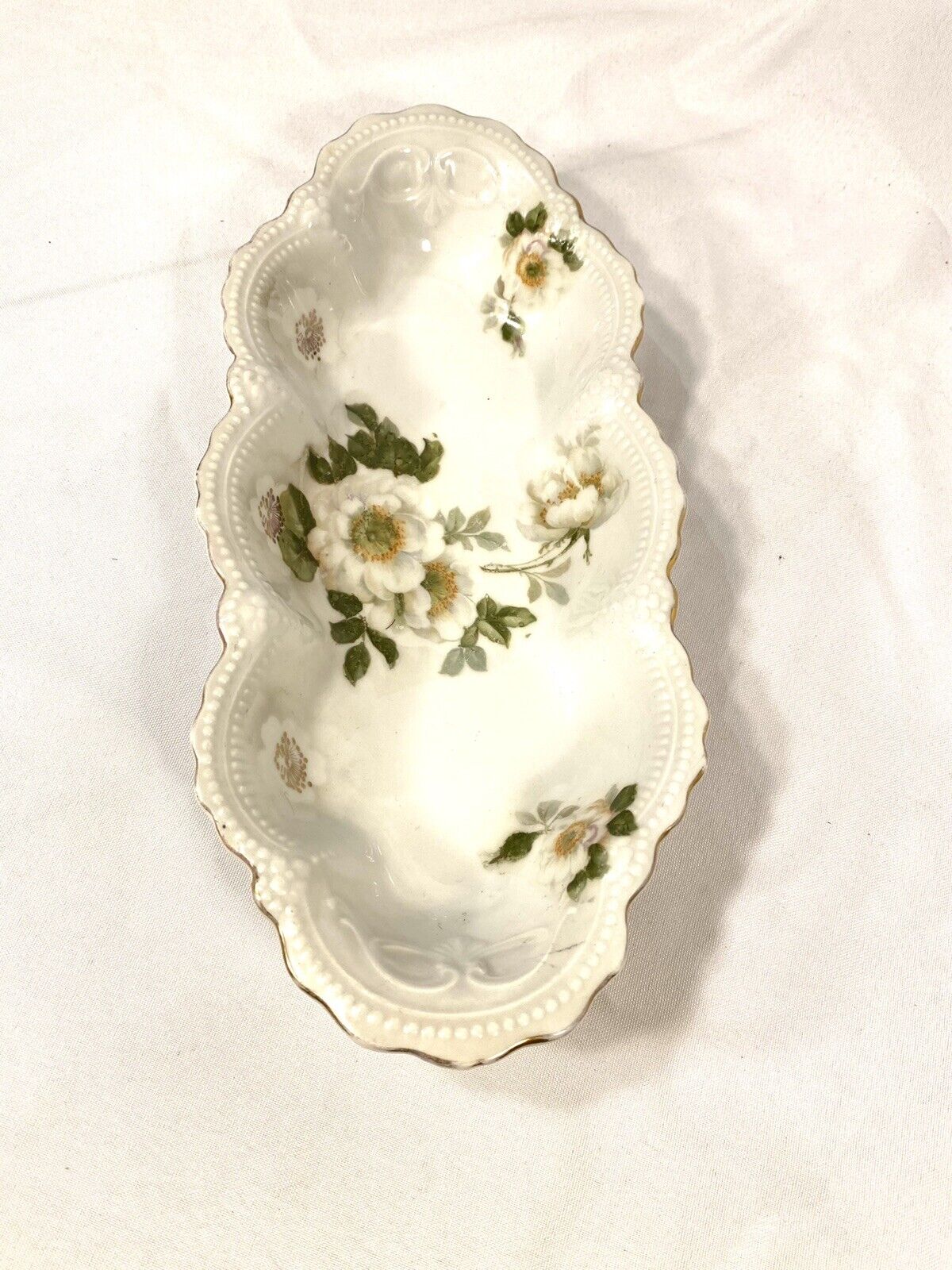 leuchtenburg germany vintage floral white serving bowl 