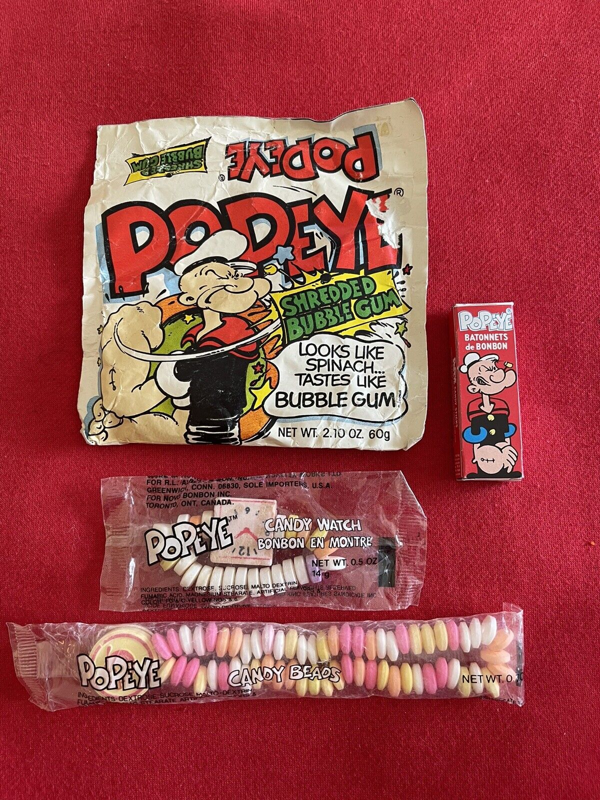 Vintage 1980’s POPEYE BUBBLE GUM CANDY PACKS  Unopened  Lot Of 4