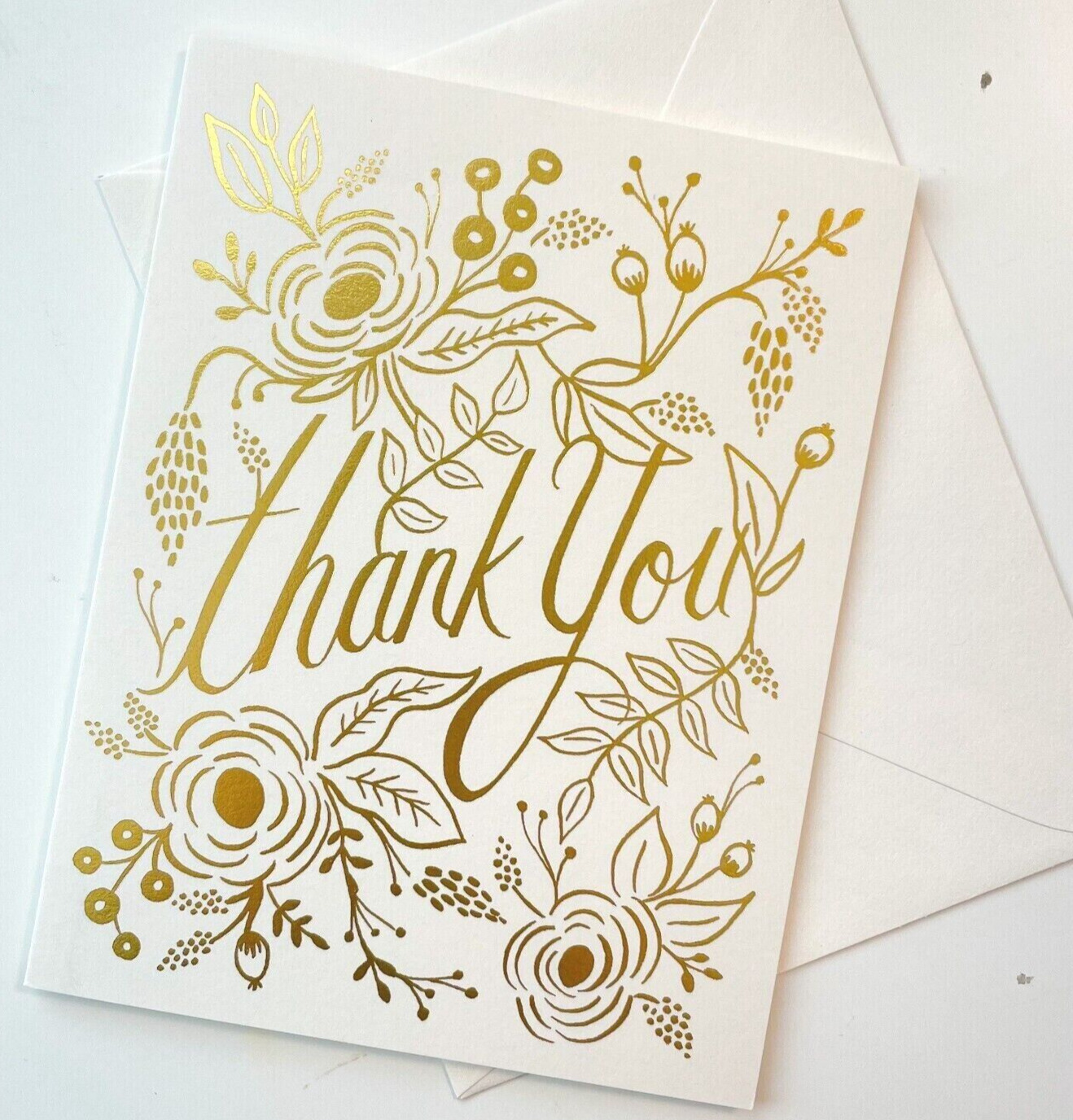 RIFLE PAPER CO. Thank You Greeting Card & Envelope - Marion Gold Foil Floral