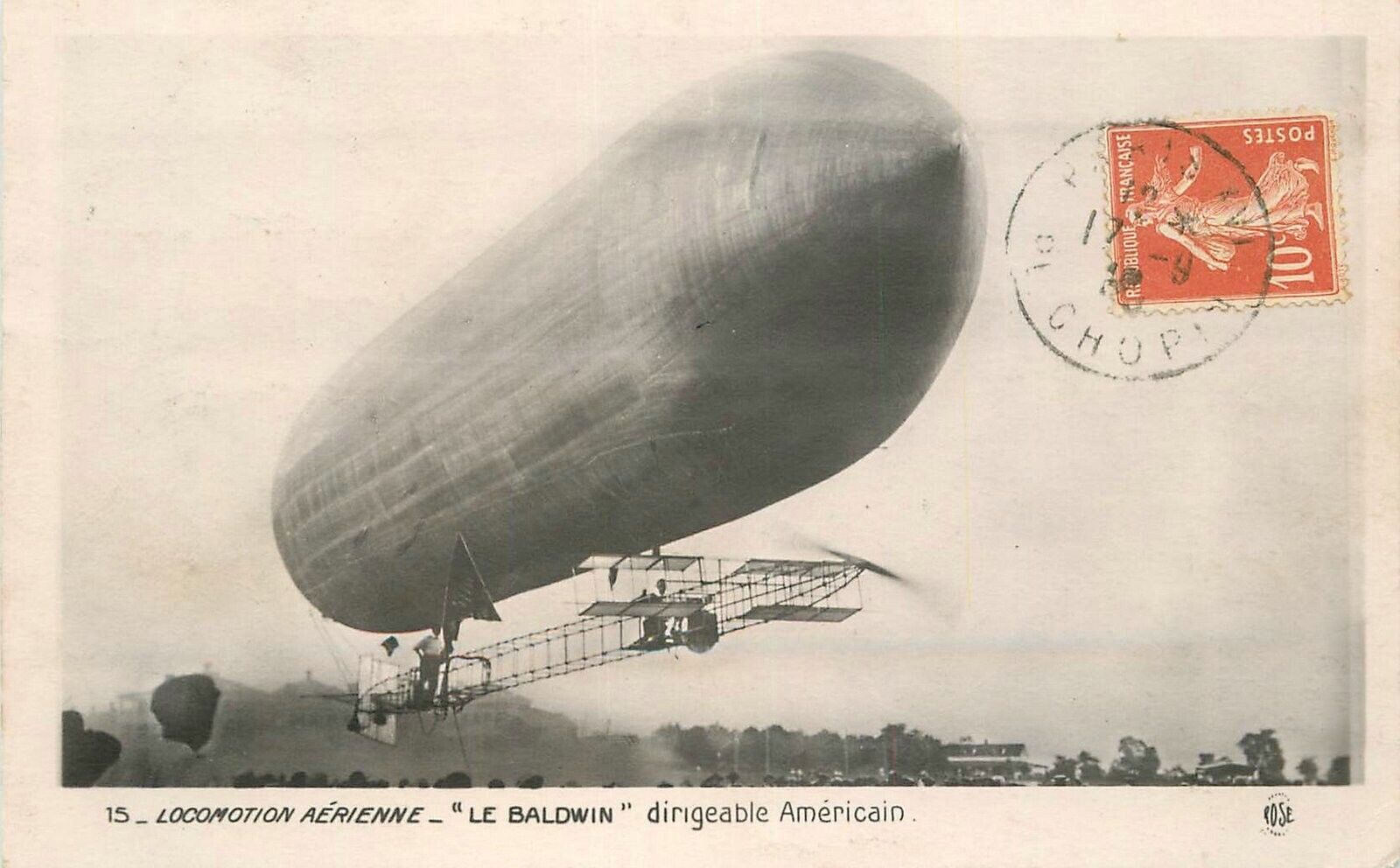 Postcard RPPC 1910 Baldwin Airship Dirigasle France 23-7642