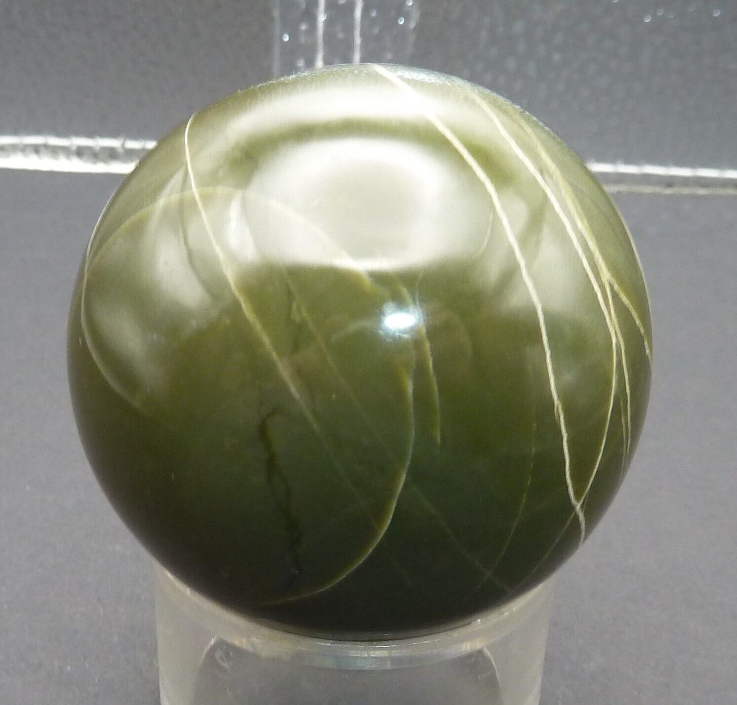 Serpentine Sphere Gemstone Ball w/ Stand - Peru - 56mm