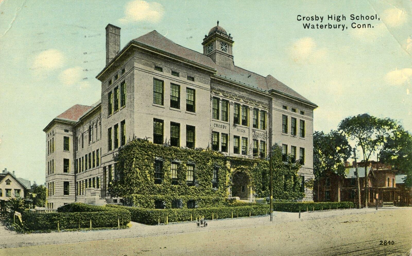 1913 WATERBURY CONNECTICUT*CT*CROSBY HIGH SCHOOL*TO BIDDEFORD MAINE*CONLAN