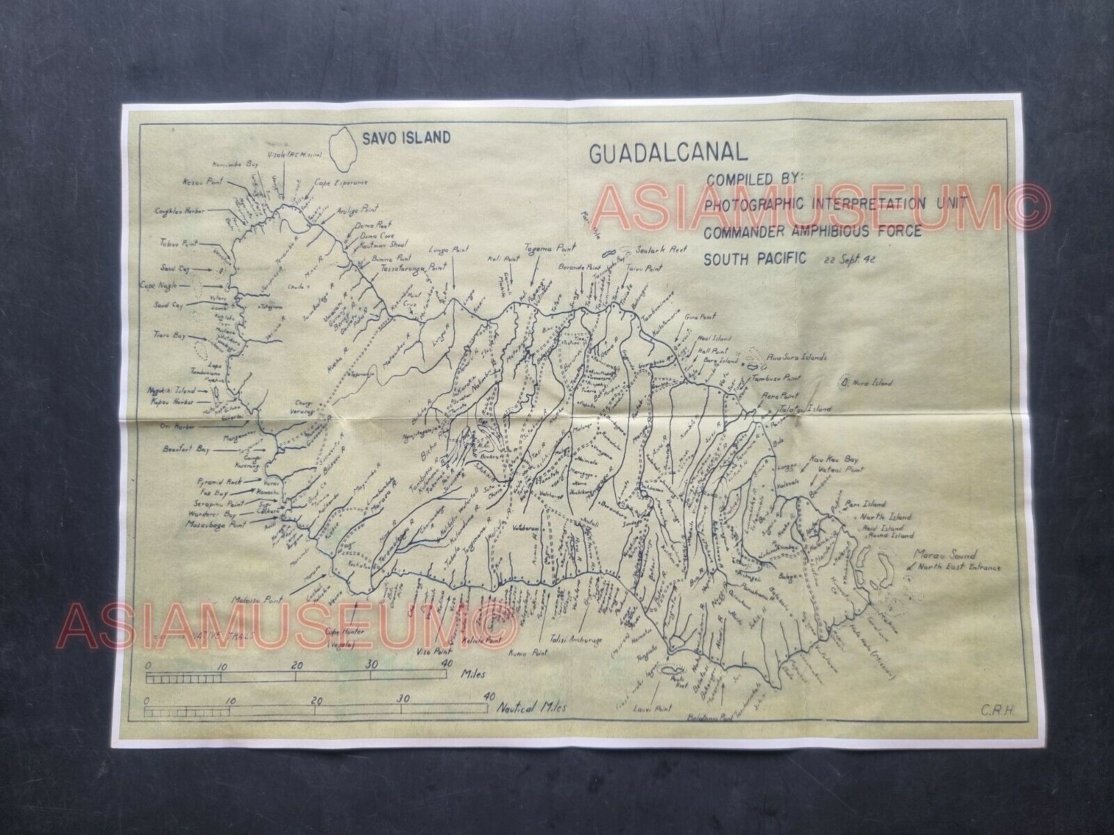 1942 WW2 AMERICA JAPAN GUADAL CANAL BATTLE WAR MAP ATLAS PROPAGANDA POSTER 474