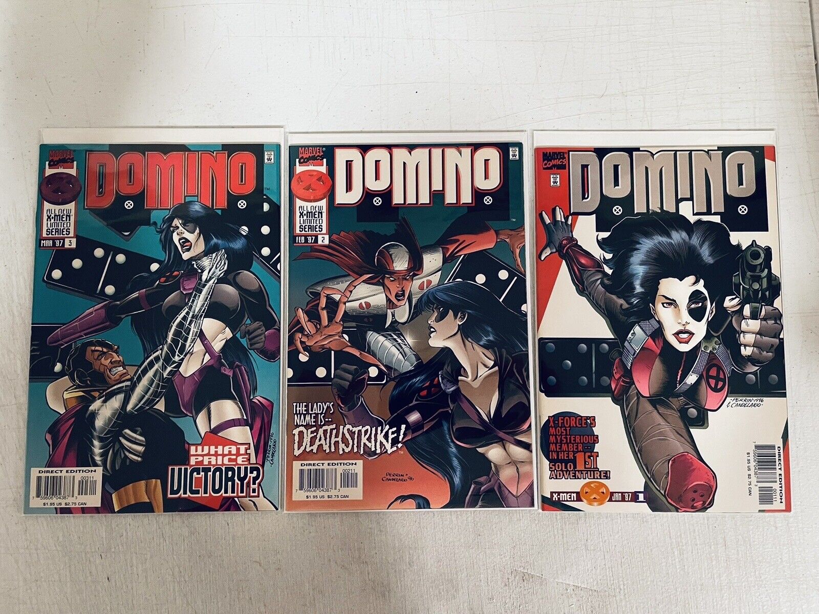 DOMINO COMPLETE COMIC SET #1-3  FIRST SOLO SERIES  MARVEL  1997  NICE