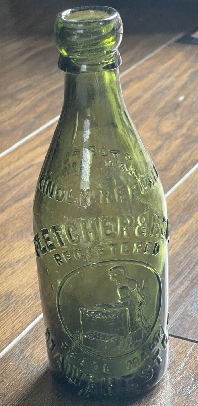 Vintage, Victorian, Antique Collectable Glass Bottle Fletcher & Holt Manchester 