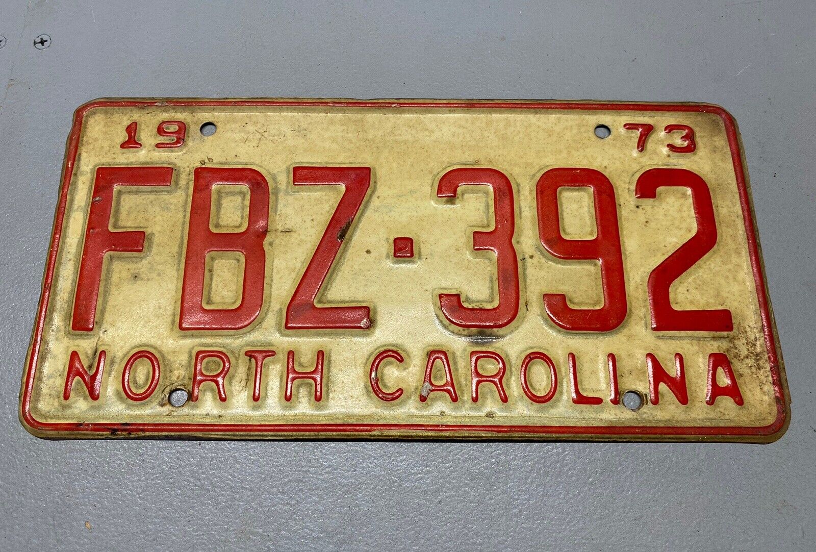 Vintage 1973 North Carolina License Plate FBZ-392