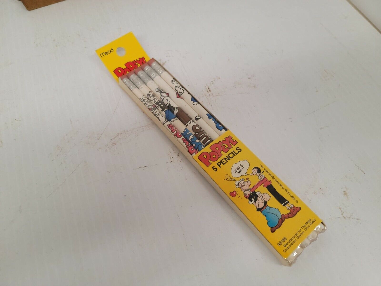 Set of 5 Sealed Vintage 1980 Mead Popeye Pencils