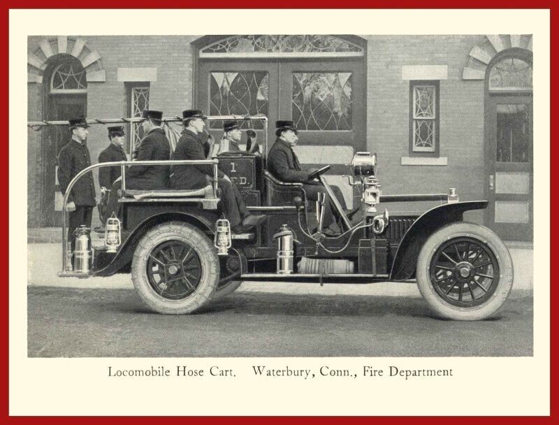 1912 Locomobile Waterbury, CT Fire Department Truck New Sign: 18x24\