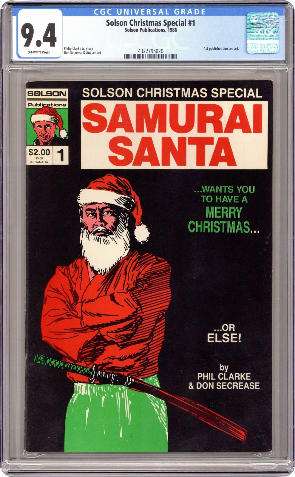 Solson Christmas Special featuring Samurai Santa #1 CGC 9.4 1986 4322795020
