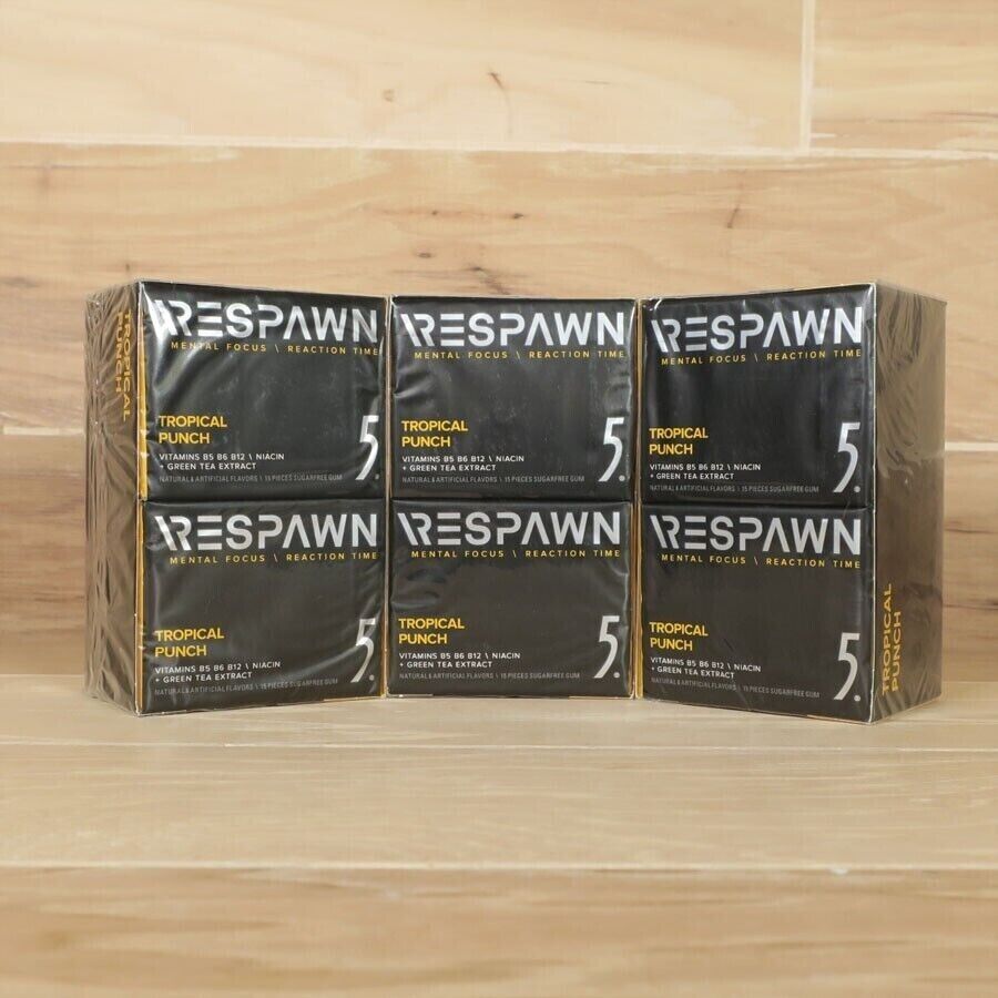 Respawn 5 gum, Tropical Punch, 3 Sealed boxes of 10, Discontinued Collectibles