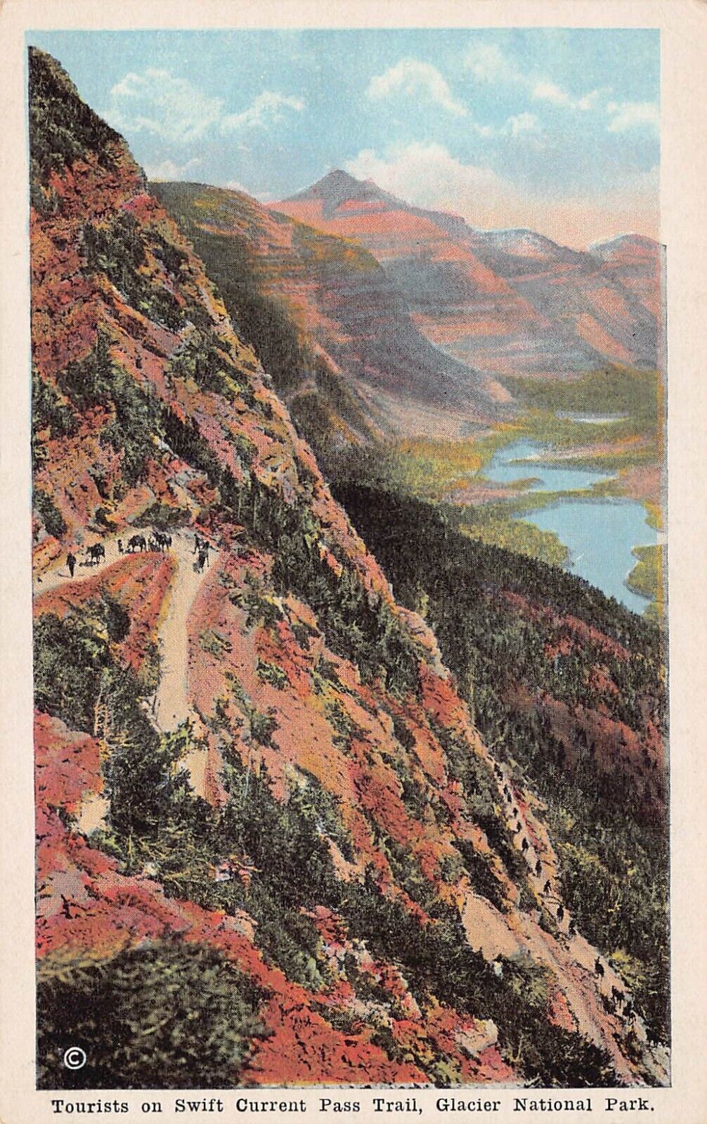 Swiftcurrent Pass Trail Glacier National Park MT Montana Hike Vtg Postcard C50
