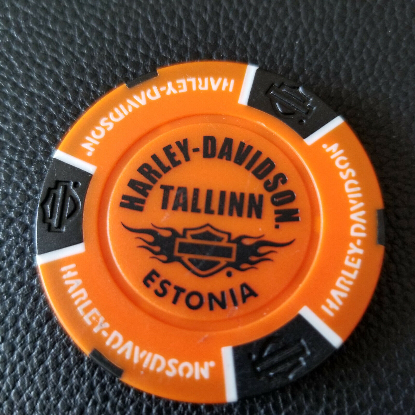 HD TALLINN ~ ESTONIA (Orange/Black) International Harley Poker Chip