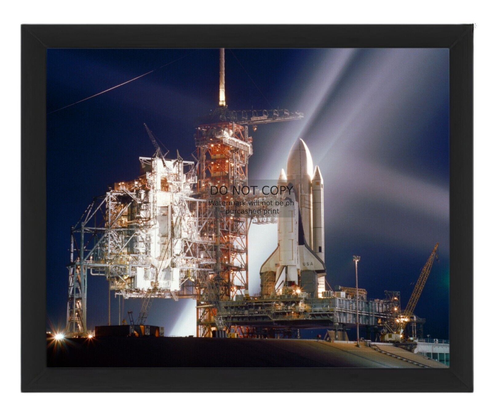 SPACE SHUTTLE COLUMBIA STS-1 AT NIGHT LAUNCH 1981 8X10 NASA FRAMED PHOTO