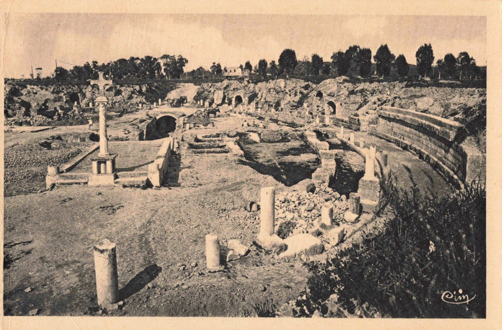 Carthage Tunisia, Ruins, The Amphitheater, Vintage Postcard