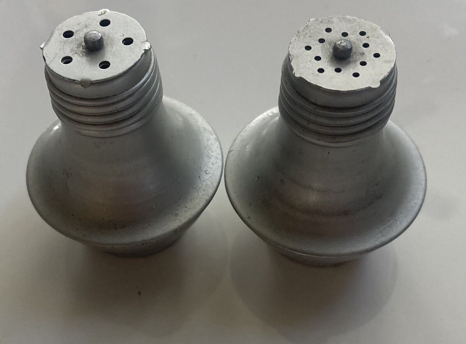 Vintage Industrial Style Metal Salt & Pepper Shakers Size 2x2in Great Condition