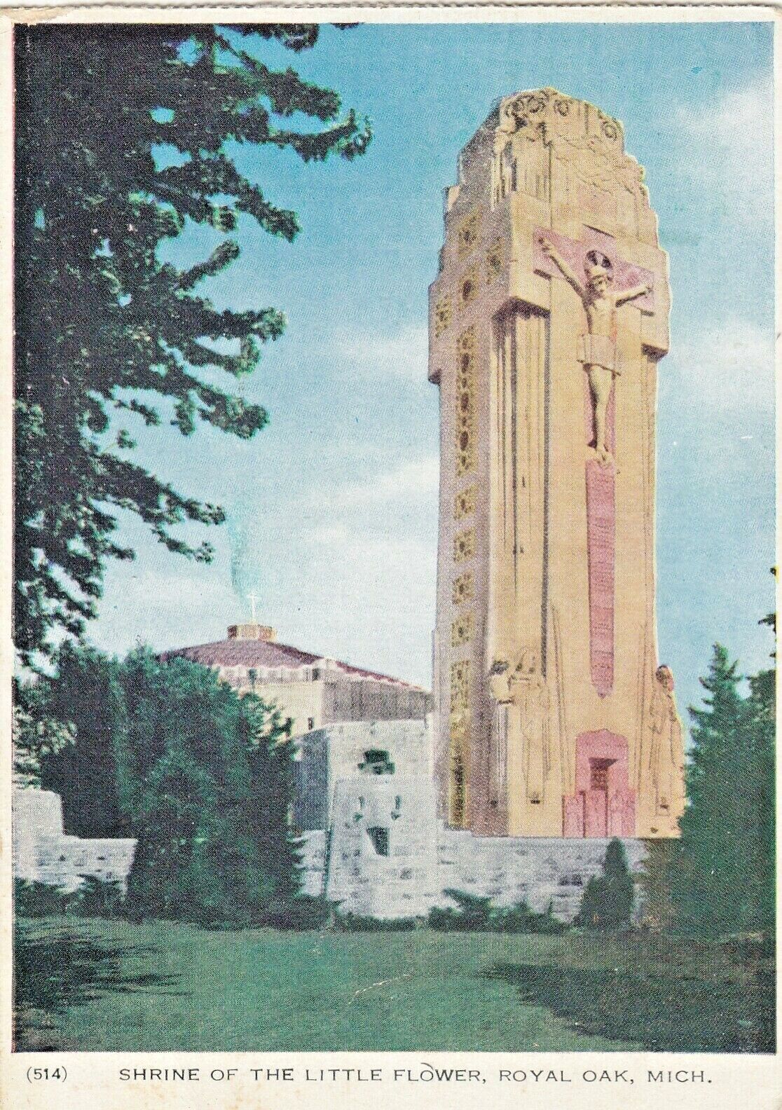 Vintage Postcard  CHURCHES  SHRINE OF THE LITTLE FLOWER, ROYAL OAK, MI  1948