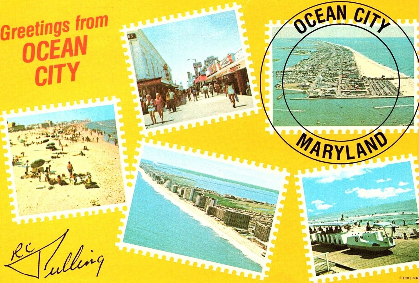 Vintage Maryland, Greeting from Ocean City, MD (Continental Postcard) c1980