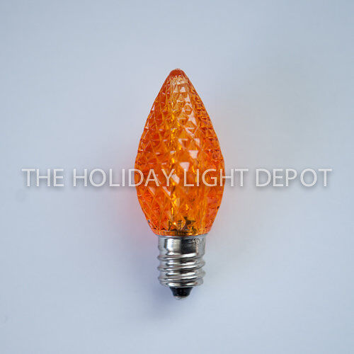 25 C7 Orange LED Faceted Christmas Light Bulbs LED Retro Fit Dimmable 