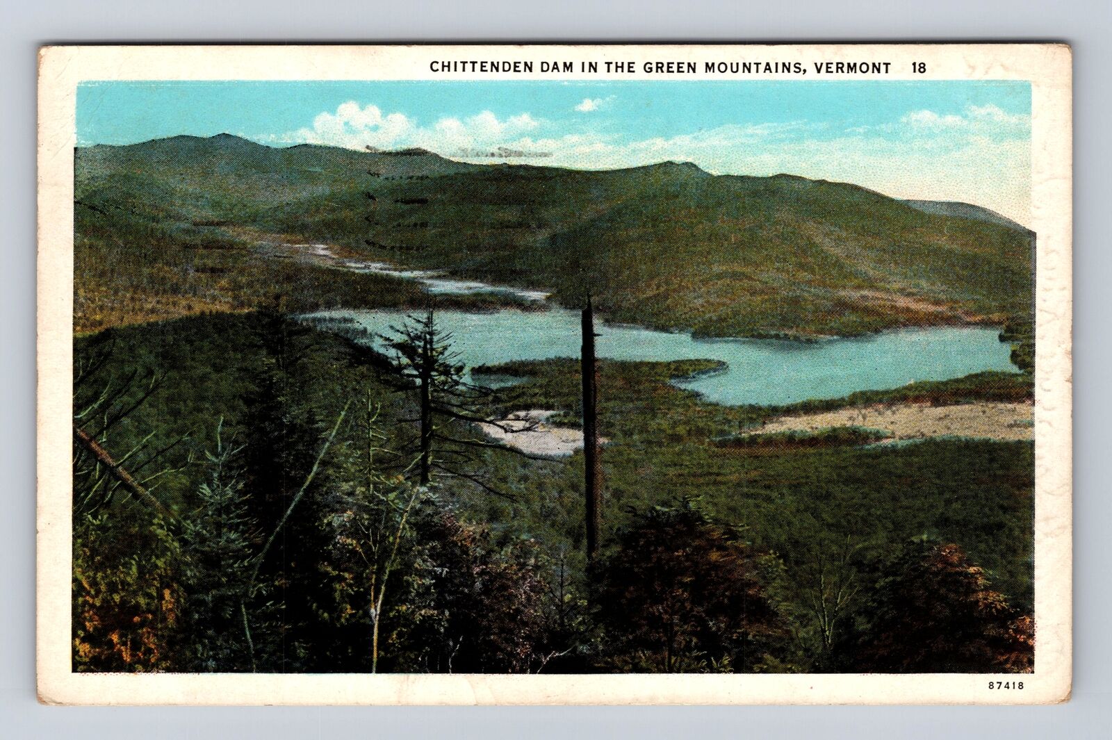 VT-Vermont, Aerial Chittenden Dam In The Green Mountains Vintage c1936 Postcard