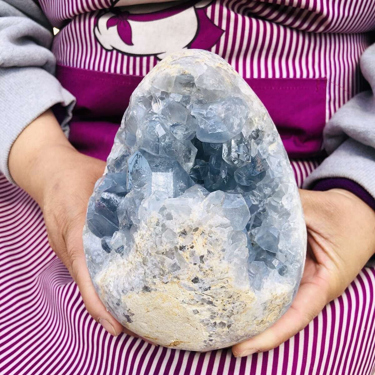 7.63LB Natural Beautiful Blue Celestite Crystal Geode Cave Mineral Specimen616