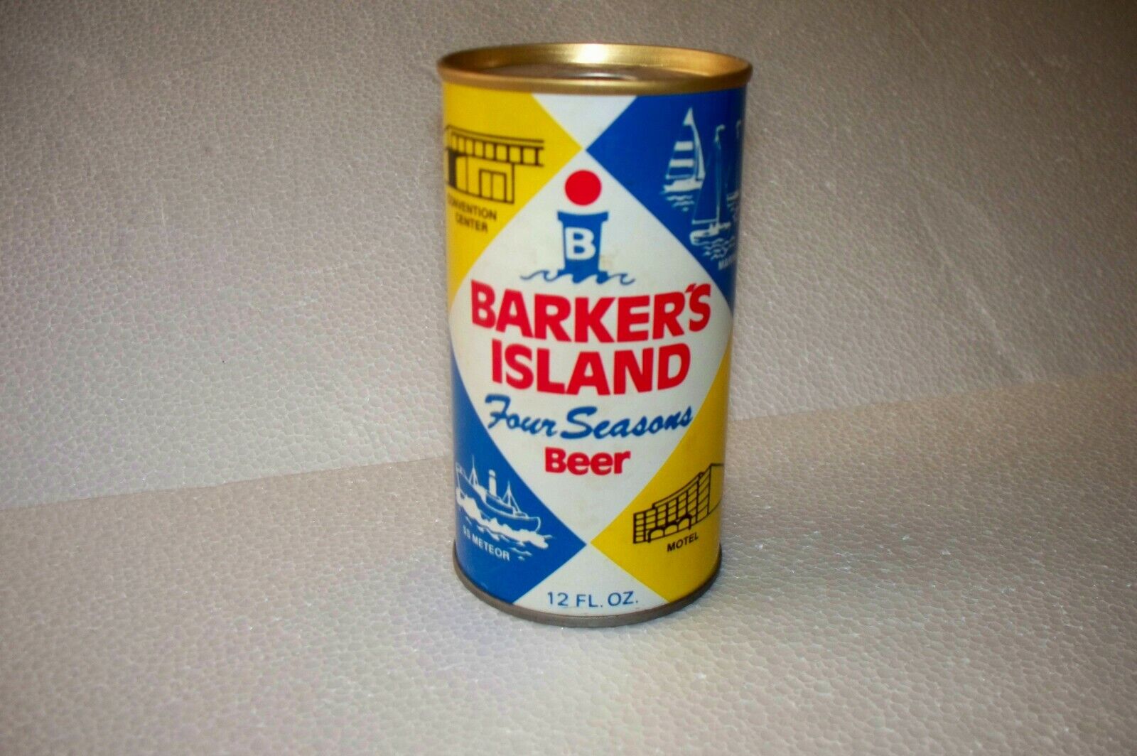 Vintage Barker\'s Island Four Seasons Beer Can Steel Pull Tab 12 Oz. 