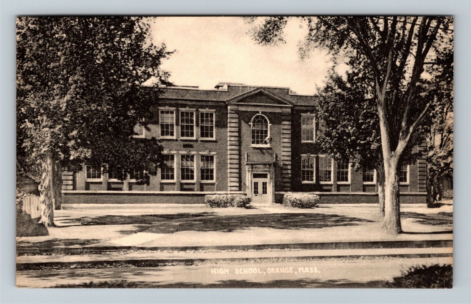 Orange MA-Massachusetts, High School Building, c1940 Vintage Postcard