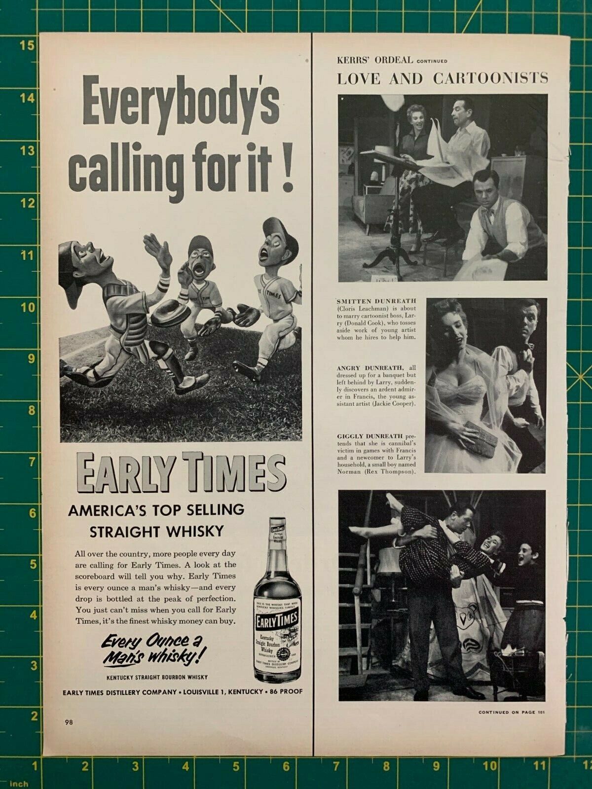 1954 Vintage Early Times America\'s Top Selling Straight Whiskey Print Ad C1
