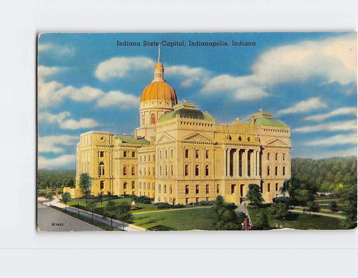 Postcard Beautiful Indiana State Capitol Indiana USA