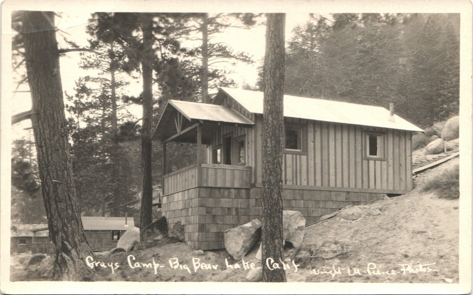 BIG BEAR LAKE GRAYS CAMP real photo postcard 1940s CALIFORNIA CA RPPC